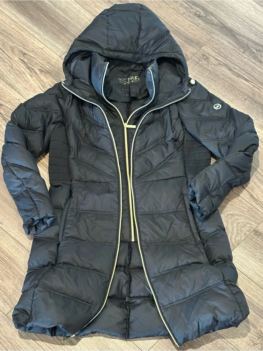 Michael Kors Packable Quilted Nylon Puffer Coat - Black Size M